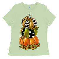 Matcha pumpkin polka dot, sunflower Ladies Tee - JahusDesignShop