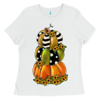 White pumpkin polka dot, sunflower Ladies Tee - JahusDesignShop