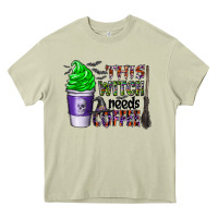 Mossy this witch needs coffee Heavy Core Tee - CowhideDigitalArt