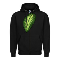 Black Dumb Cane Leaf Zipper Hoodie - LillyAllenDesigns