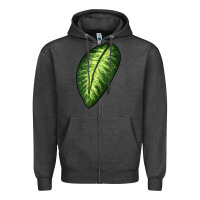Charcoal Heather Dumb Cane Leaf Zipper Hoodie - LillyAllenDesigns