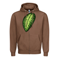 Chestnut Dumb Cane Leaf Zipper Hoodie - LillyAllenDesigns