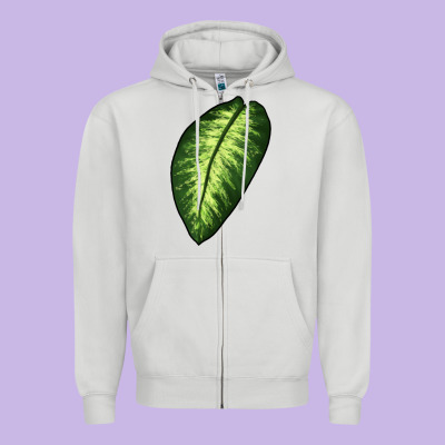 Dumb Cane Leaf Zipper Hoodie Designed By Lillyallendesigns