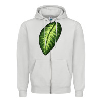 Dove Grey Dumb Cane Leaf Zipper Hoodie - LillyAllenDesigns