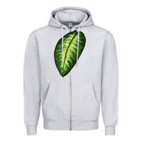 Heather Grey Dumb Cane Leaf Zipper Hoodie - LillyAllenDesigns