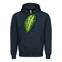 Navy Dumb Cane Leaf Zipper Hoodie - LillyAllenDesigns