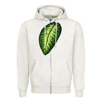 Oatmeal Heather Dumb Cane Leaf Zipper Hoodie - LillyAllenDesigns