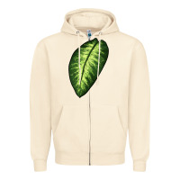 Sandshell Dumb Cane Leaf Zipper Hoodie - LillyAllenDesigns