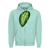 Seafoam Dumb Cane Leaf Zipper Hoodie - LillyAllenDesigns