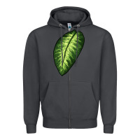 Smoke Dumb Cane Leaf Zipper Hoodie - LillyAllenDesigns