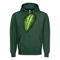 Sports Green Dumb Cane Leaf Zipper Hoodie - LillyAllenDesigns