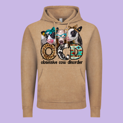 Ocd Obsessive Cow Disorder Vintage Hoodie Designed By Jasminsmagicworld