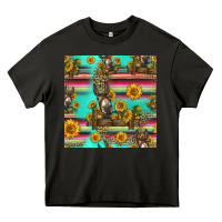 Asphalt sunflowers donkey seamless pattern Heavy Core Tee - HRA Design Shop