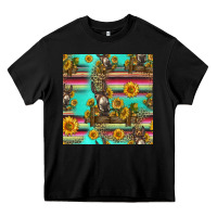 Black sunflowers donkey seamless pattern Heavy Core Tee - HRA Design Shop