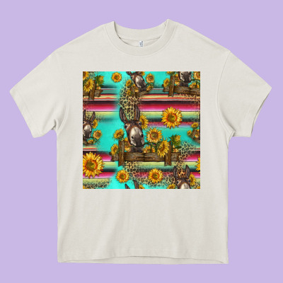 Sunflowers Donkey Seamless Pattern Heavy Core Tee Designed By Hra Design Shop
