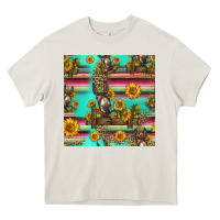 Cream sunflowers donkey seamless pattern Heavy Core Tee - HRA Design Shop