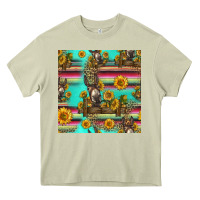 Mossy sunflowers donkey seamless pattern Heavy Core Tee - HRA Design Shop