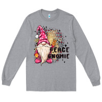 Heather Grey peace gnomie Long Sleeve Tee - MaliasSmallBusiness