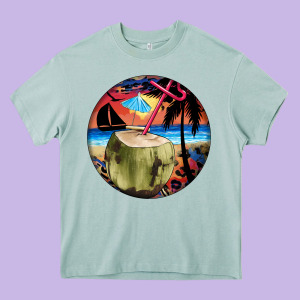 Coconut Drink Colorful Leopard Heavy Core Tee Designed By Barkaloodesign