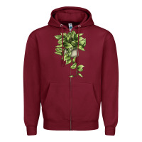 Burgundy Golden Pothos Zipper Hoodie - LillyAllenDesigns