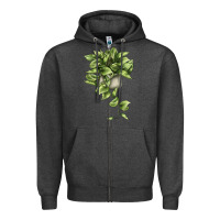 Charcoal Heather Golden Pothos Zipper Hoodie - LillyAllenDesigns