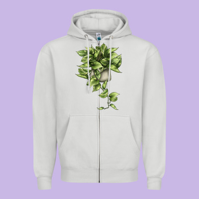 Golden Pothos Zipper Hoodie Designed By Lillyallendesigns