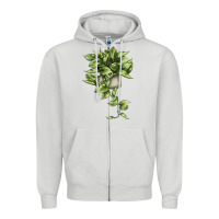 Dove Grey Golden Pothos Zipper Hoodie - LillyAllenDesigns