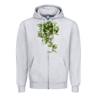 Heather Grey Golden Pothos Zipper Hoodie - LillyAllenDesigns