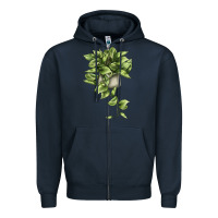 Navy Golden Pothos Zipper Hoodie - LillyAllenDesigns