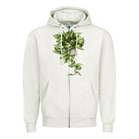 Oatmeal Heather Golden Pothos Zipper Hoodie - LillyAllenDesigns