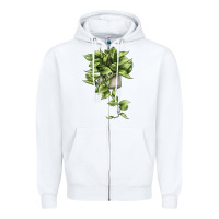 White Golden Pothos Zipper Hoodie - LillyAllenDesigns