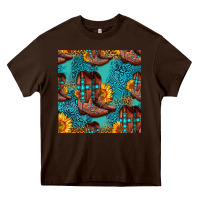 Chocolate Brown western boots seamless pattern Heavy Core Tee - HRA Design Shop