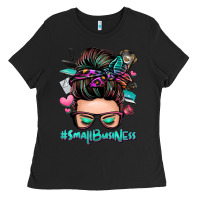 Black small business messy bun Ladies Tee - Zillion Design Studio