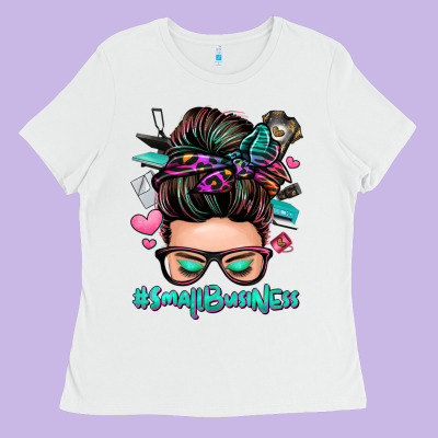 Small Business Messy Bun Ladies Tee Designed By Zillion Design Studio