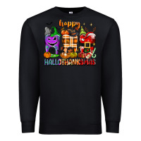 Black Happy Hallothanksmas teeth Premium Sweatshirt - texasbilliewilder