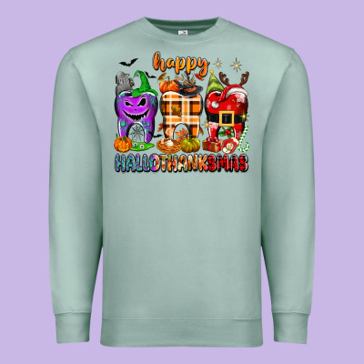 Happy Hallothanksmas Teeth Premium Sweatshirt Designed By Texasbilliewilder