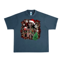 Midnight Navy Skeleton with coffee cup Christmas Urban Heavy Tee - NancyCooperArtShop