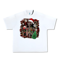 White Skeleton with coffee cup Christmas Urban Heavy Tee - NancyCooperArtShop