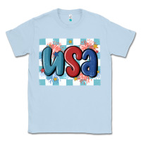 Dusty Blue usa retro Classic Tee - MaliasSmallBusiness