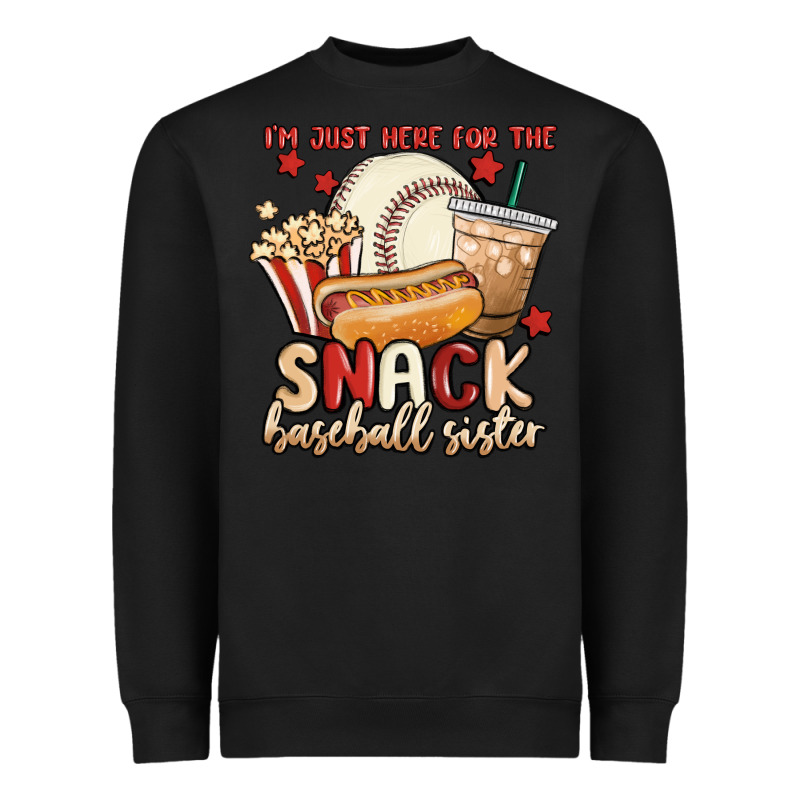 I'm Just Here For The Snack Baseball Sister Heavyweight Sweatshirt by MaliasSmallBusiness | Teevron