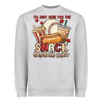 Heather Grey i'm just here for the snack baseball sister Heavyweight Sweatshirt - MaliasSmallBusiness