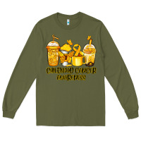 Army Green Childhood Cancer Awareness coffee cups Long Sleeve Tee - NancyCooperArtShop