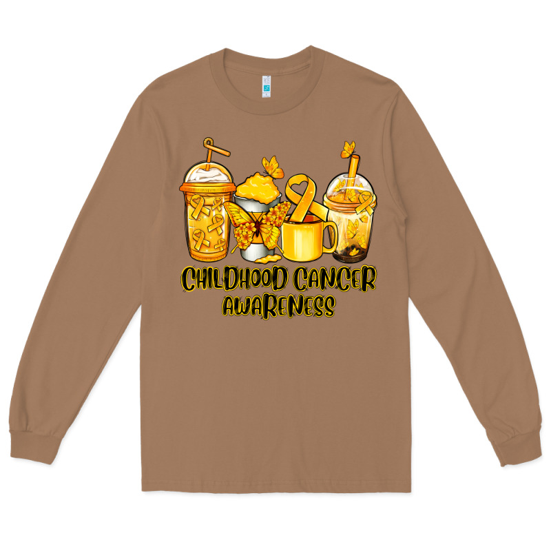 Childhood Cancer Awareness Coffee Cups Long Sleeve Tee by NancyCooperArtShop | Teevron