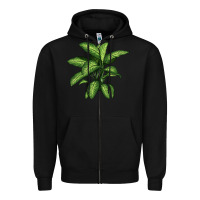 Black Dumb Cane Zipper Hoodie - LillyAllenDesigns