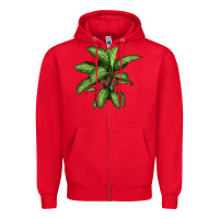 Red Dumb Cane Zipper Hoodie - LillyAllenDesigns