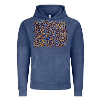 Vintage Denim leopard with navy blue glitter Vintage Hoodie - Artiststas