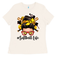 Bone softball life messy bun Ladies Tee - Zillion Design Studio
