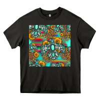 Asphalt western turquoise thunderbird seamless pattern Heavy Core Tee - HRA Design Shop