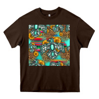 Chocolate Brown western turquoise thunderbird seamless pattern Heavy Core Tee - HRA Design Shop