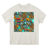 Cream western turquoise thunderbird seamless pattern Heavy Core Tee - HRA Design Shop